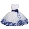 Kids Infant Girl Flower Petals Dress Children Bridesmaid Toddler Elegant Dress Vestido Infantil Formal Party Dress C00239L
