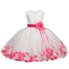 Kids Infant Girl Flower Petals Dress Children Bridesmaid Toddler Elegant Dress Vestido Infantil Formal Party Dress C00239M