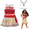 2017 Princess Moana Cosplay Costume for Children Vaiana dress Costume with Necklace for Halloween Costumes for dress and necklace (9)