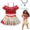 2017 Princess Moana Cosplay Costume for Children Vaiana dress Costume with Necklace for Halloween Costumes for dress and necklace (10)