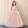Girls Wedding Formal Dress Elegant Long Prom Dresses For Children Princess Girls Party Pageant V backless As picture (6)