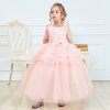 Girls Wedding Formal Dress Elegant Long Prom Dresses For Children Princess Girls Party Pageant V backless As picture