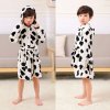 Cartoon Kids Robes Flannel Child Boys Girls Robes Lovely Animal Hooded Bath Robes Long Sleeve Baby Big cow