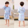 Cartoon Kids Robes Flannel Child Boys Girls Robes Lovely Animal Hooded Bath Robes Long Sleeve Baby Blue bear