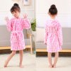Cartoon Kids Robes Flannel Child Boys Girls Robes Lovely Animal Hooded Bath Robes Long Sleeve Baby Pink stone