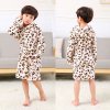 Cartoon Kids Robes Flannel Child Boys Girls Robes Lovely Animal Hooded Bath Robes Long Sleeve Baby Twilight leopard