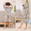 Cartoon Kids Robes Flannel Child Boys Girls Robes Lovely Animal Hooded Bath Robes Long Sleeve Baby White leopard