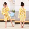 Cartoon Kids Robes Flannel Child Boys Girls Robes Lovely Animal Hooded Bath Robes Long Sleeve Baby Yellow bear