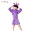Kids Bathrobe For Girls Pajamas Star Unicorn Towel Flannel Sleepwear Cute Cartoon Unisex Nightwear Robe Boys purple tenma