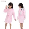 Kids Bathrobe For Girls Pajamas Star Unicorn Towel Flannel Sleepwear Cute Cartoon Unisex Nightwear Robe Boys pink rabbit