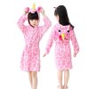 Kids Bathrobe For Girls Pajamas Star Unicorn Towel Flannel Sleepwear Cute Cartoon Unisex Nightwear Robe Boys pink stone