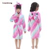 Kids Bathrobe For Girls Pajamas Star Unicorn Towel Flannel Sleepwear Cute Cartoon Unisex Nightwear Robe Boys 1