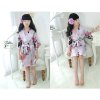 Puseky Kid Silk floral Robe Kimono Robes Bridesmaid Flower Girl Dress Bathrobe Sleepwear Night Gown Sleepwear Light purple