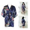 Puseky Kid Silk floral Robe Kimono Robes Bridesmaid Flower Girl Dress Bathrobe Sleepwear Night Gown Sleepwear Navy blue