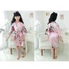 Puseky Kid Silk floral Robe Kimono Robes Bridesmaid Flower Girl Dress Bathrobe Sleepwear Night Gown Sleepwear Pink