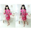 Puseky Kid Silk floral Robe Kimono Robes Bridesmaid Flower Girl Dress Bathrobe Sleepwear Night Gown Sleepwear Rose red
