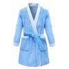 Children Bathrobes for Boys Velvet Sleepwear Baby Robes Pajamas for Girls Clothes Teens Striped Pijamas Kids Sky Blue