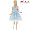 Handmade Mini Dress Mixed Style Casual Dating Wear Lace Skirt Floral Pattern Gown Clothes For Barbie NO.11A