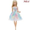 Handmade Mini Dress Mixed Style Casual Dating Wear Lace Skirt Floral Pattern Gown Clothes For Barbie NO.4