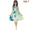 Handmade Mini Dress Mixed Style Casual Dating Wear Lace Skirt Floral Pattern Gown Clothes For Barbie NO.7