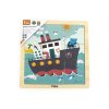 Dřevěné puzzle pro nejmenší Viga 9 ks Loď (Barva Multicolor)
