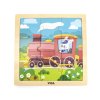 Dřevěné puzzle pro nejmenší Viga 9 ks Vlak (Barva Multicolor)