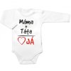 Body dlouhý rukáv s vtipným textem Baby Nellys, Máma+Táta, bílé, vel. 62 (Velikost koj oblečení 62 (2-3m))