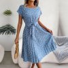 Ficusrong Fashion Floral Pleated A Line Long Dress Women Spring Summer Short Sleeve High Waist Chic.jpg 640x640