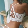 2PCS Women Hollow Out Bralette Solid Color Beauty Back Lace Underwear Sexy Vest Female Add pad2