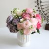 30cm Rose Pink Silk Peony Artificial Flowers Bouquet 5 Big Head and 4 Bud Cheap Fake6