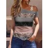 Summer Women Striped Print Loose T shirts Casual Female One Off Shoulder Metal Buckle Tee Tops3