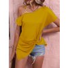 One Off Shoulder Short Sleeve Metal Ring Buckle Strap Solid Tee.jpg 640x6404
