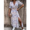 axi Long Dress Spring Summer V Neck Short Puff Sleeve Side Split.jpg 640x6403