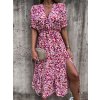 Women Floral Print Loose Maxi Long Dress Spring Summer V Neck Short Puff Sleeve Side Split2