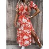 Women Floral Print Loose Maxi Long Dress Spring Summer V Neck Short Puff Sleeve Side Split3
