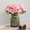 Hot Selling 1pcs 30cm Rose Pink Silk Bouquet Peony Artificial Flower 5 Big Head 4 Small2