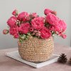 Hot Selling 1pcs 30cm Rose Pink Silk Bouquet Peony Artificial Flower 5 Big Head 4 Small6