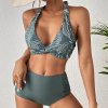 2023 New Sexy High Waist Ruffles Bikini Sets Print Floral Bandeau Swimwear Women Swimsuits Bathing Suit (4)