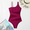 One Piece Swimsuit Women Sexy Mesh Solid Swimwear 2023 New Mono (13)