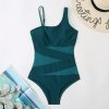 One Piece Swimsuit Women Sexy Mesh Solid Swimwear 2023 New Mono (14)