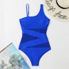 One Piece Swimsuit Women Sexy Mesh Solid Swimwear 2023 New Mono (15)