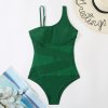 One Piece Swimsuit Women Sexy Mesh Solid Swimwear 2023 New Mono (10)