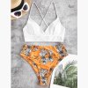 Two Piece Swimsuit Women Flower Print Split Sets P (5)
