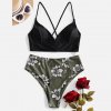 Two Piece Swimsuit Women Flower Print Split Sets P (6)