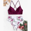 Two Piece Swimsuit Women Flower Print Split Sets (10)