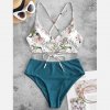Two Piece Swimsuit Women Flower Print Split Sets (11)