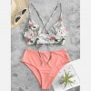 Two Piece Swimsuit Women Flower Print Split Sets (13)