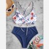 Two Piece Swimsuit Women Flower Print Split Sets (14)