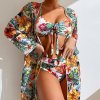 Sexy High Waisted Bikini Three Pieces Floral Printed Swim (2)