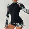 Female Swimsuit With Long Sleeves Swimwear Sports Surfing Tankini Set Beachwear Two Piece Bathing Suits (2)